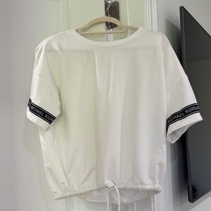 Michael Kors White Short Sleeve Tee with Logo Accents